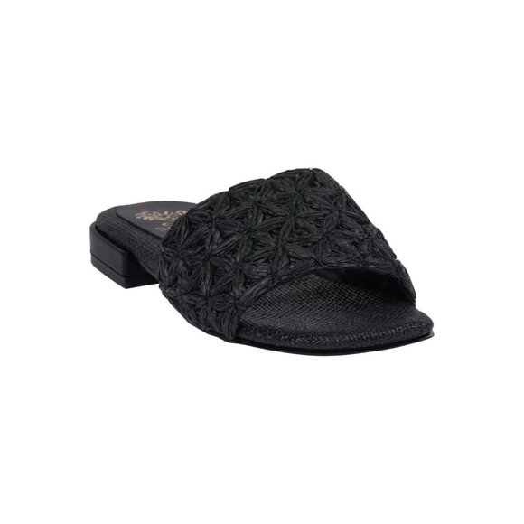 GC Shoes Womens Kendra Woven Square Toe Single Band Sandals Black Size 9M NIB - Picture 1 of 5